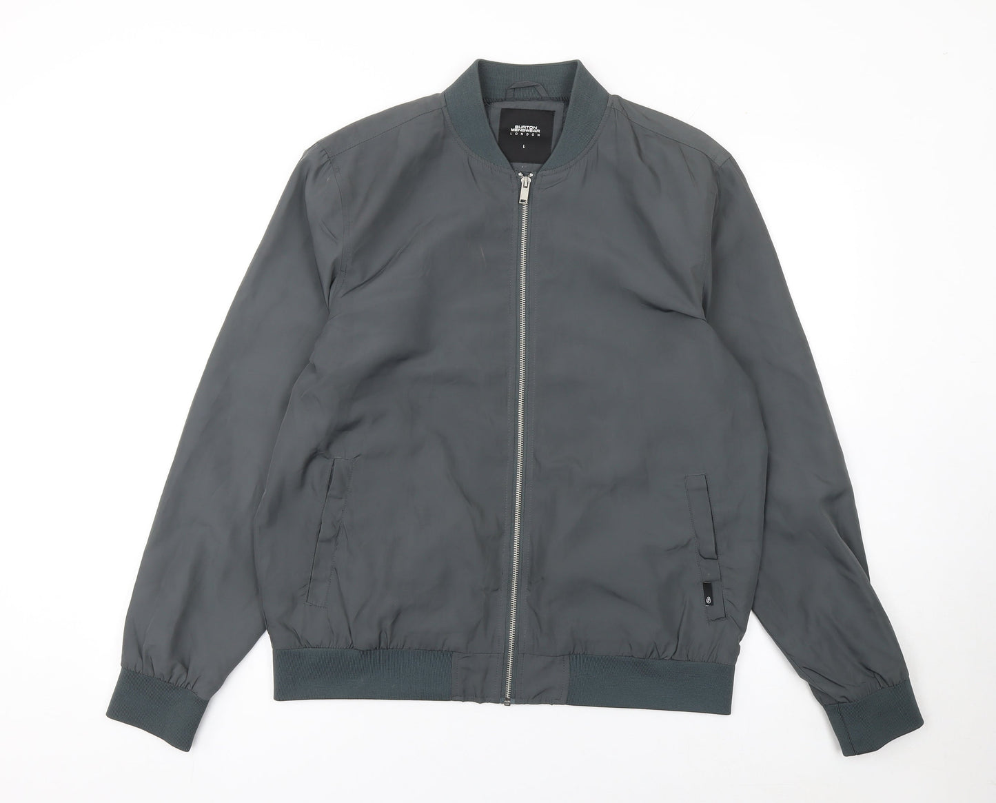 Burton Menswear London Men’s Grey L Bomber Jacket Full Zip Casual