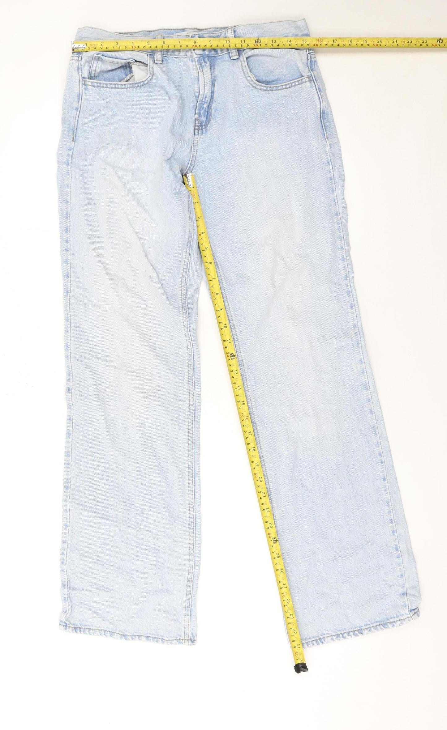 Stradivarius Unisex Light Blue Straight Leg Denim Jeans M