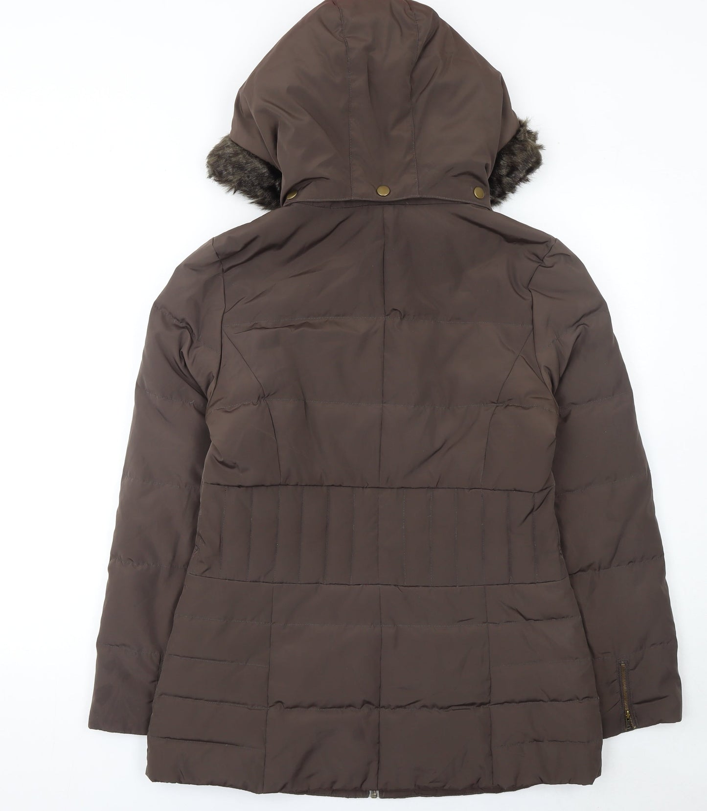 Phase Eight Women’s Brown Hooded Puffer Coat Size 10 Down Filled