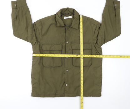 Back view of Zara girls’ green mid-length padded basic jacket, size 9, years