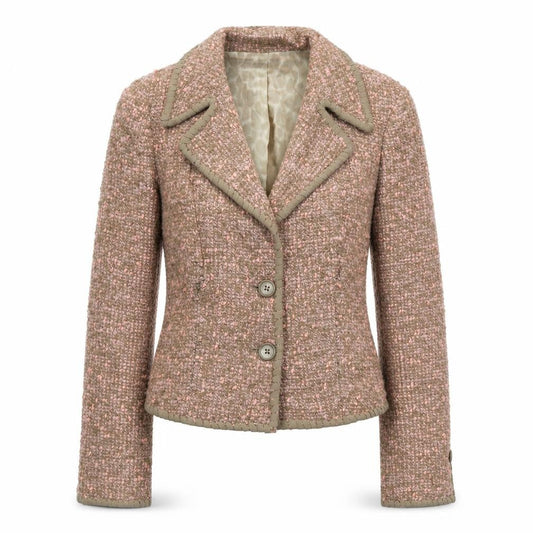 Episode Women Beige Pink Bouclé Wool Blend Single-Breasted Blazer UK 6