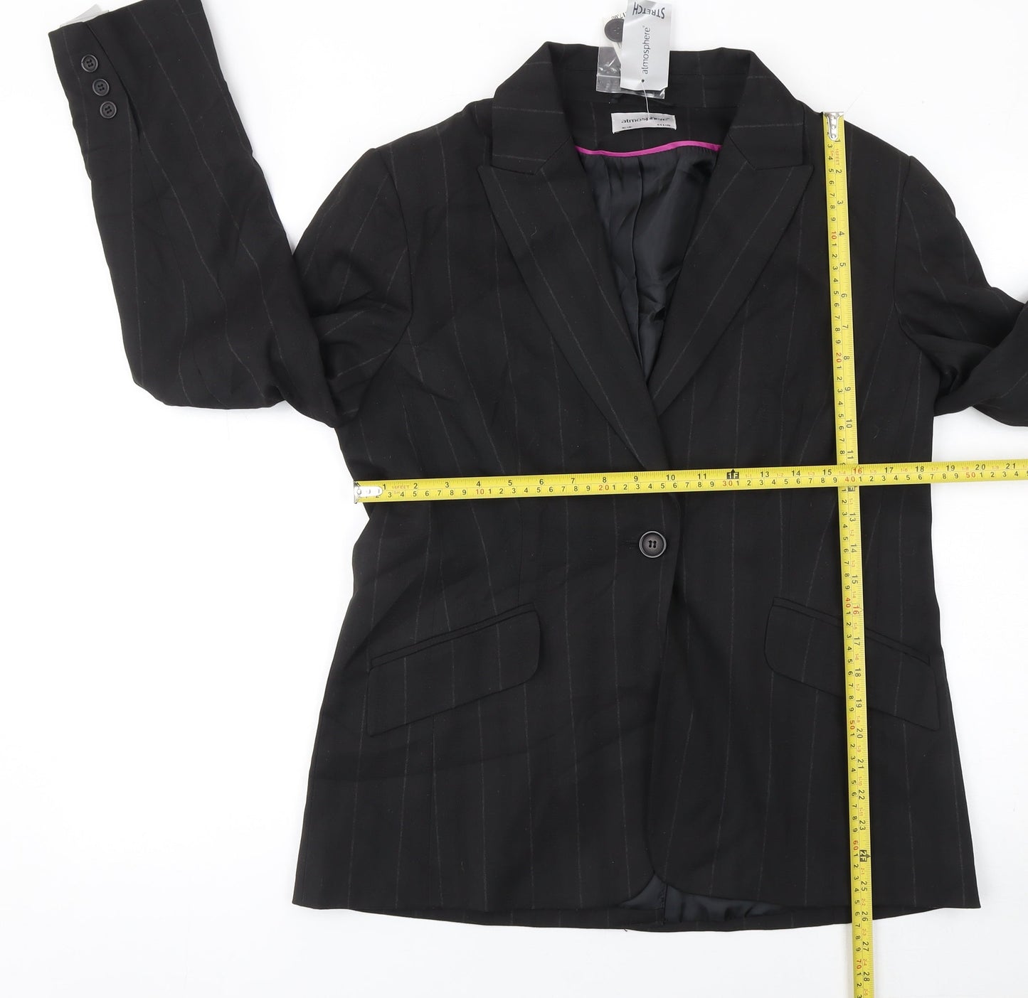 Atmosphere Womens Black Pinstripe Blazer UK 16 Single-Breasted Jacket