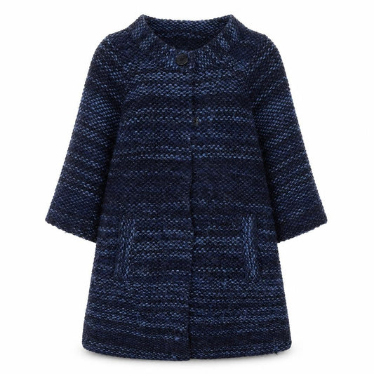Monsoon Women Blue Chunky Knit Wool Blend Cape Jumper Size 14