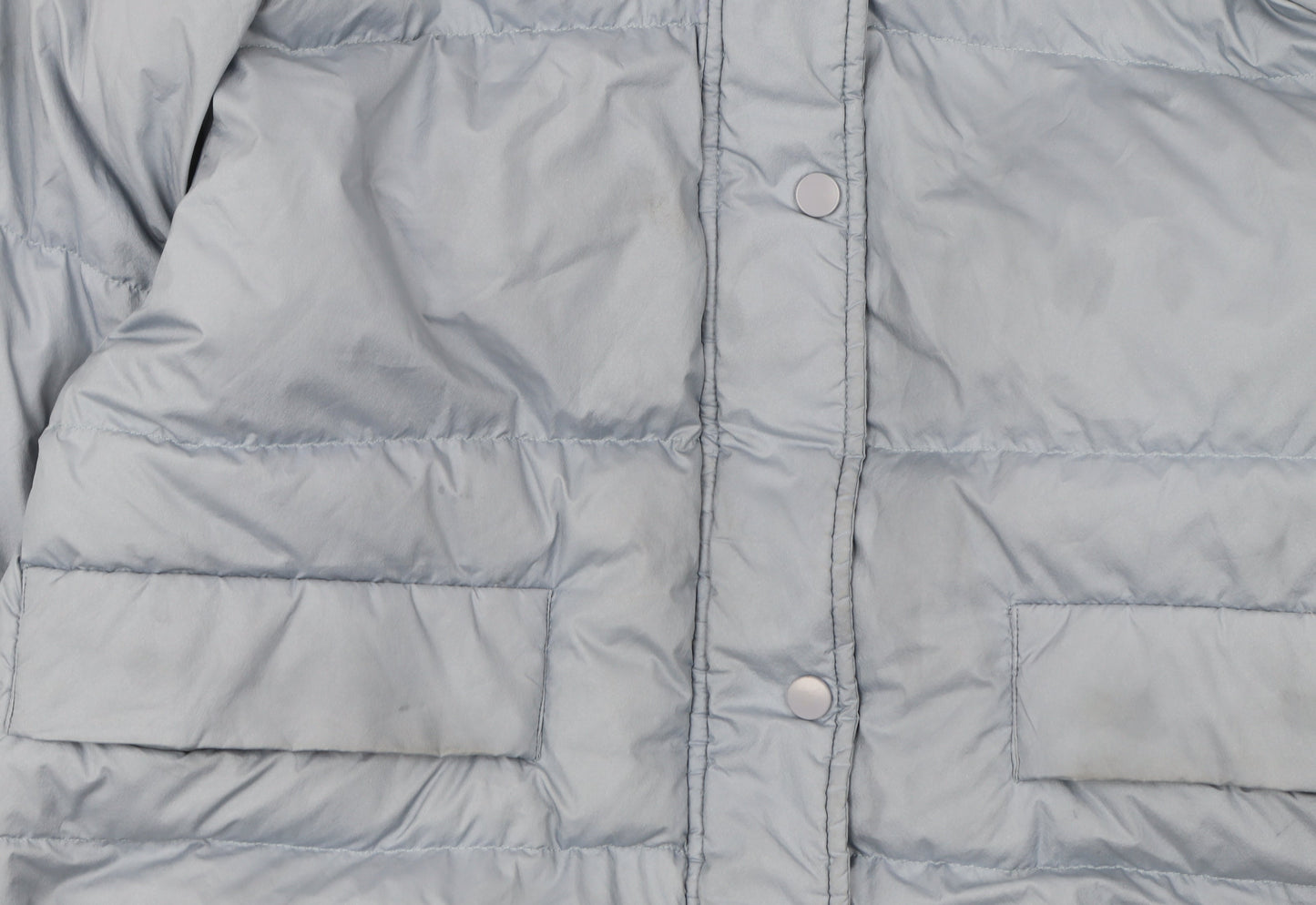 MILK Womens Blue Hooded Puffer Jacket Size S Winter Casual Coat