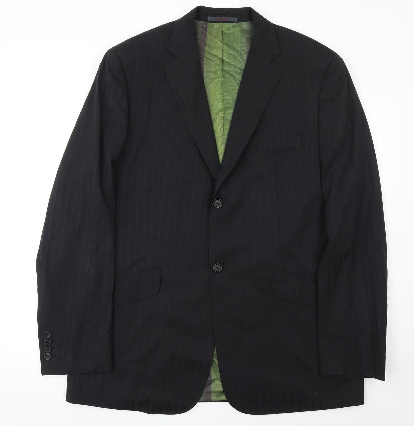 Ted Baker Men’s Black Pinstripe 44L Wool Suit Jacket
