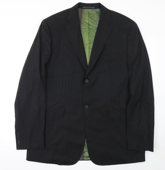 Ted Baker Men’s Black Pinstripe 44L Wool Suit Jacket