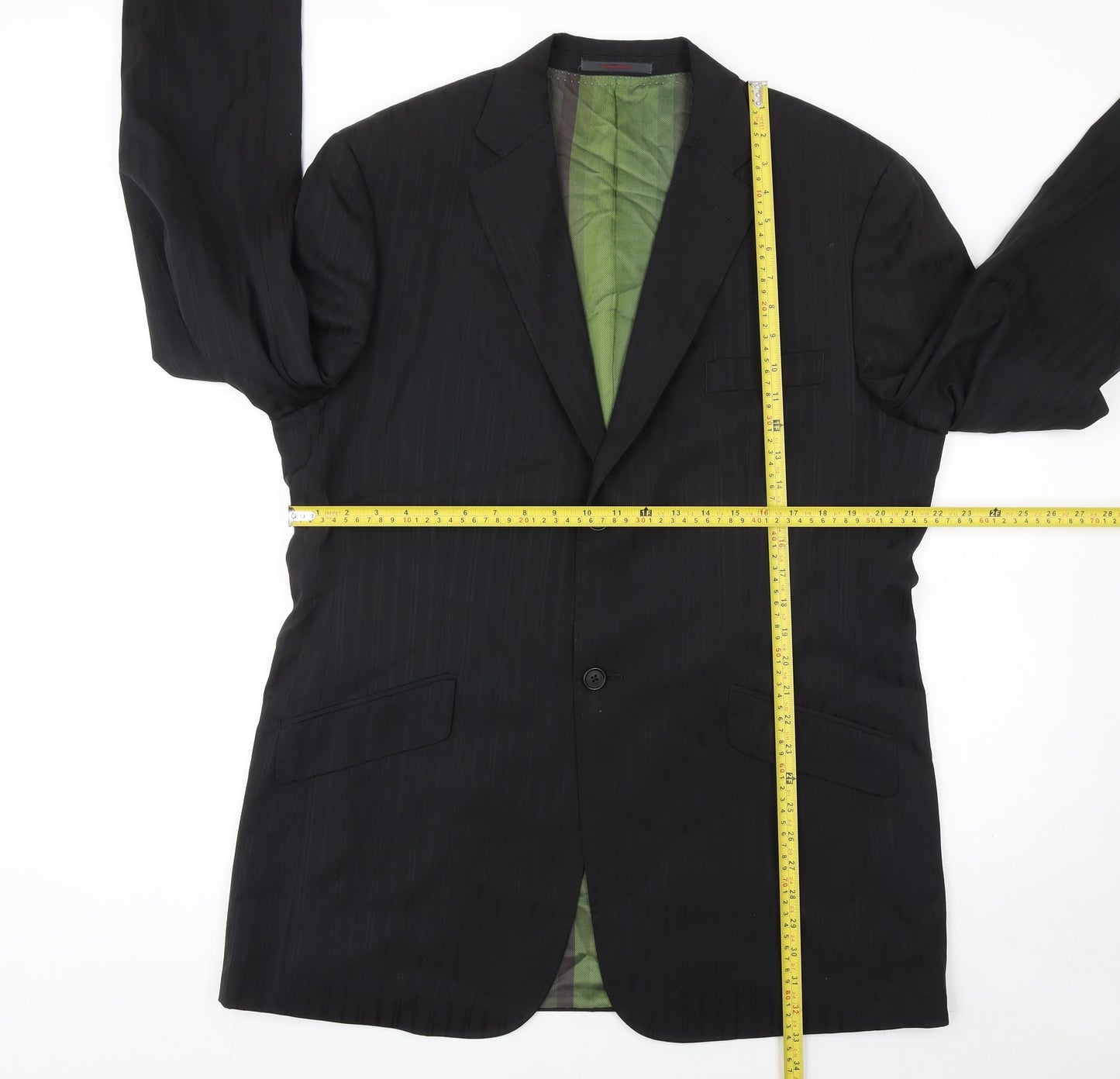 Ted Baker Men’s Black Pinstripe 44L Wool Suit Jacket