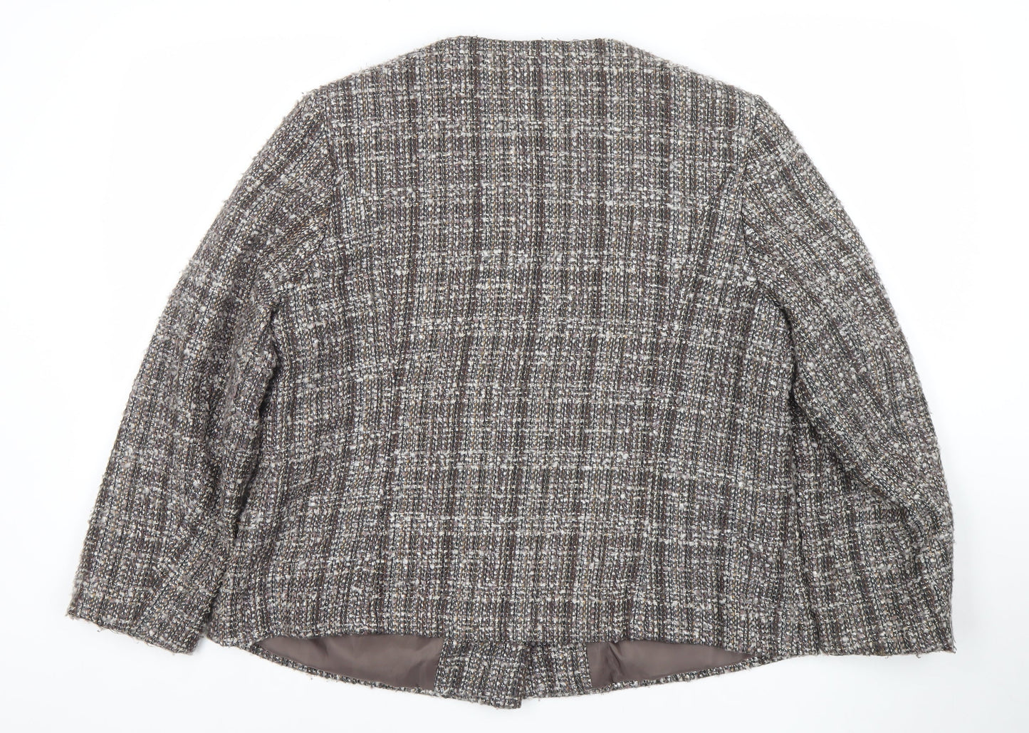 Marks and Spencer Womens Brown Bouclé Blazer Jacket Size 18 Classic Check