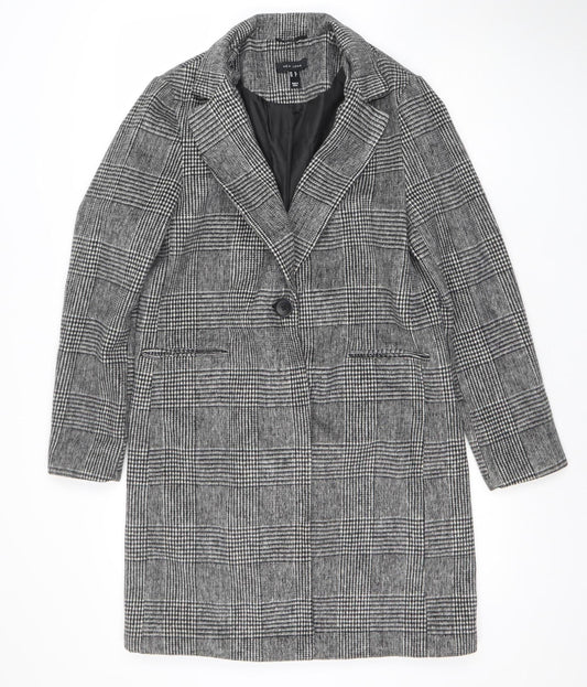 New Look Women’s Grey Check Blazer UK 10 Classic Mid-Length Jacket