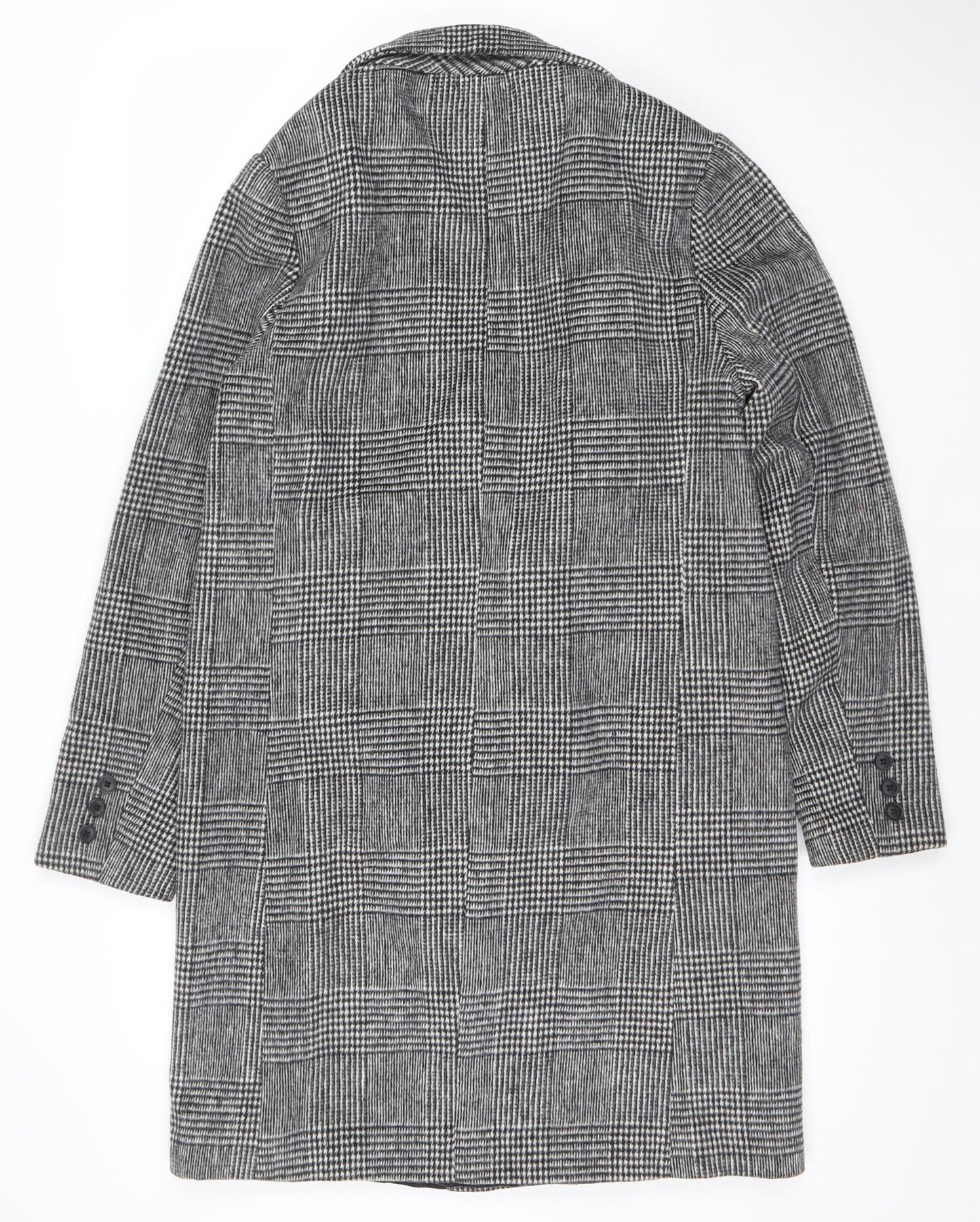 New Look Women’s Grey Check Blazer UK 10 Classic Mid-Length Jacket