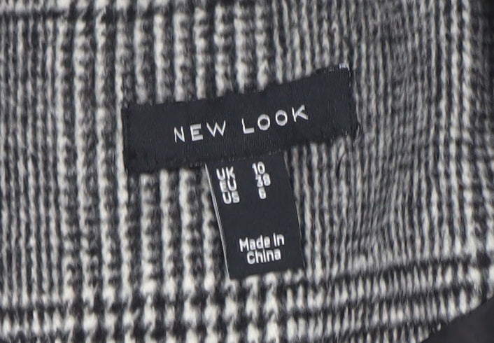 New Look Women’s Grey Check Blazer UK 10 Classic Mid-Length Jacket