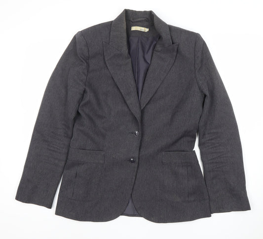 Hennes Women's Grey Two-Button Blazer Jacket Size 14 Polyester