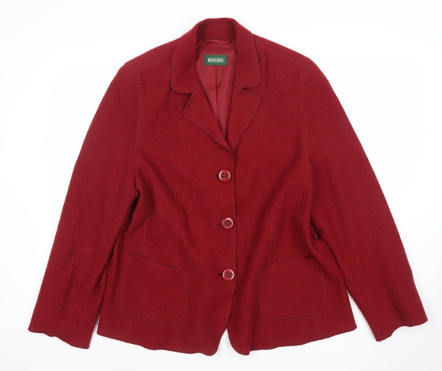Rowland's Women's Red Wool Blazer Size 14 Single Breasted Jacket
