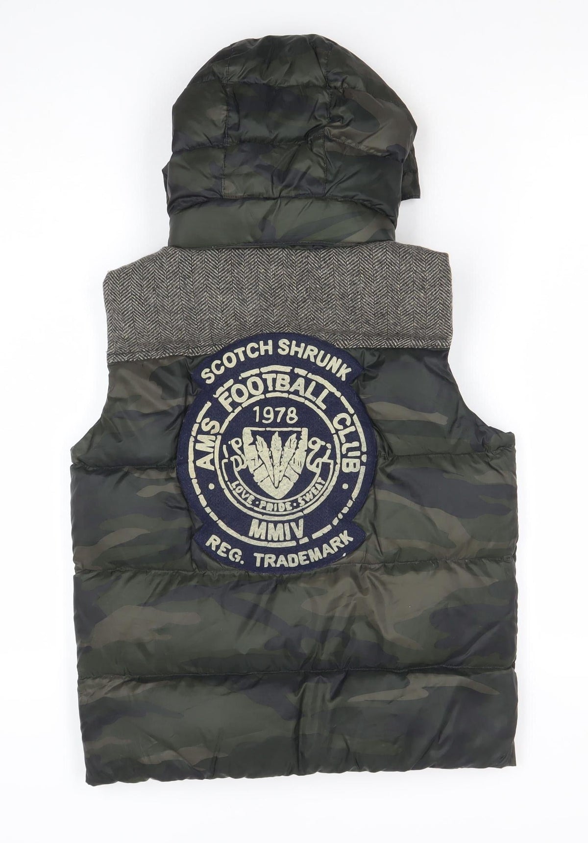 Scotch Shrunk Boys Green Camo Hooded Bodywarmer Jacket Size 10 Years