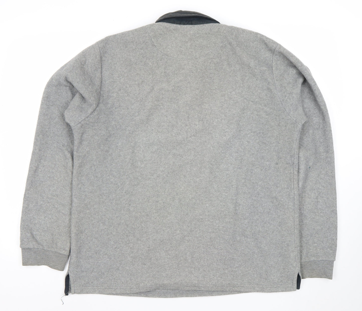 Cotton Traders Men's Grey Long Sleeve Fleece Polo Shirt Size L