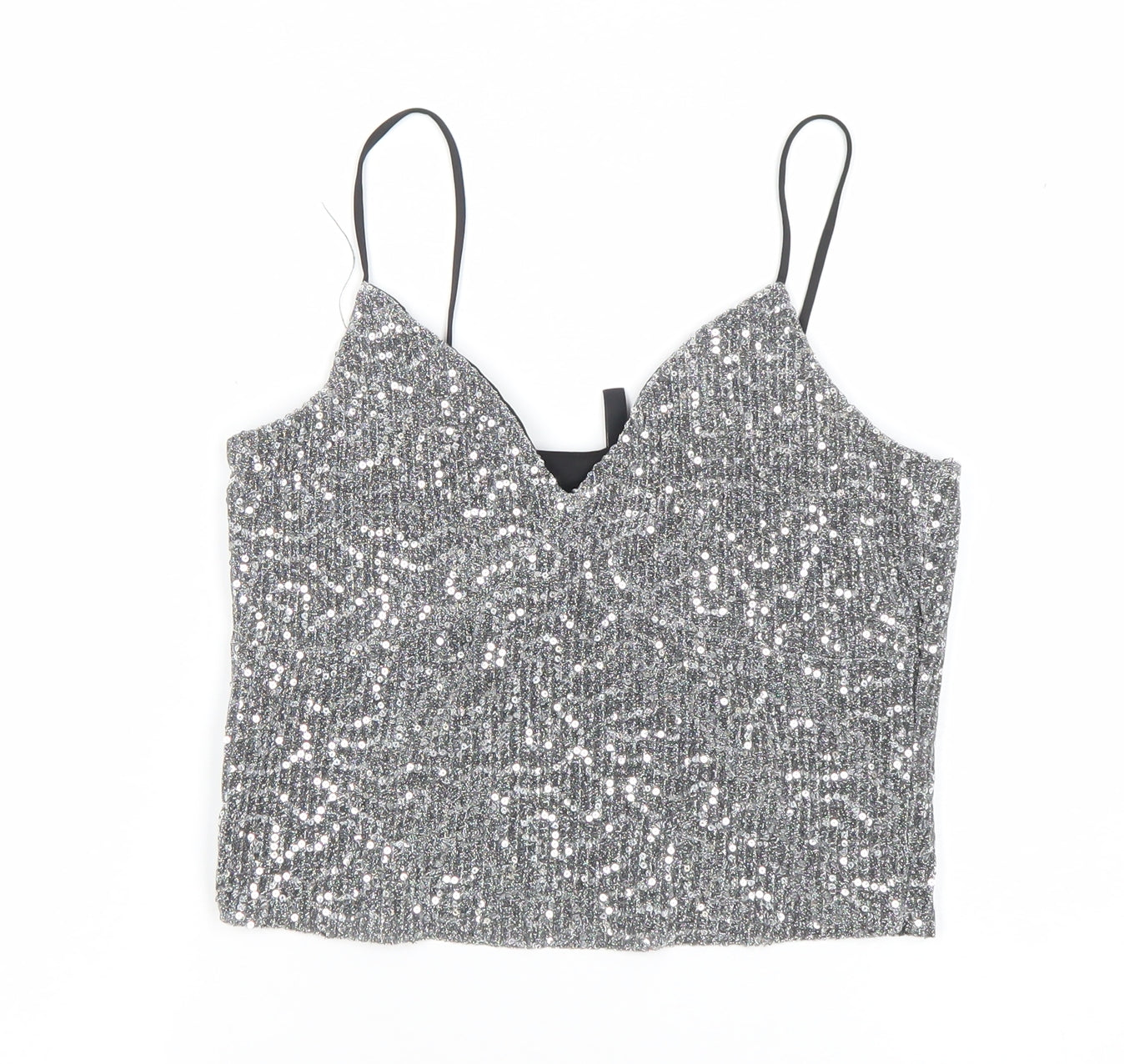 Vero Moda Women’s Silver Sequin Camisole Tank Top XS Party Wear