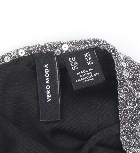 Vero Moda Women’s Silver Sequin Camisole Tank Top XS Party Wear