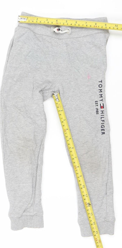 Back view of Tommy Hilfiger boys’ grey 4 years jogger sweatpants drawstring trousers
