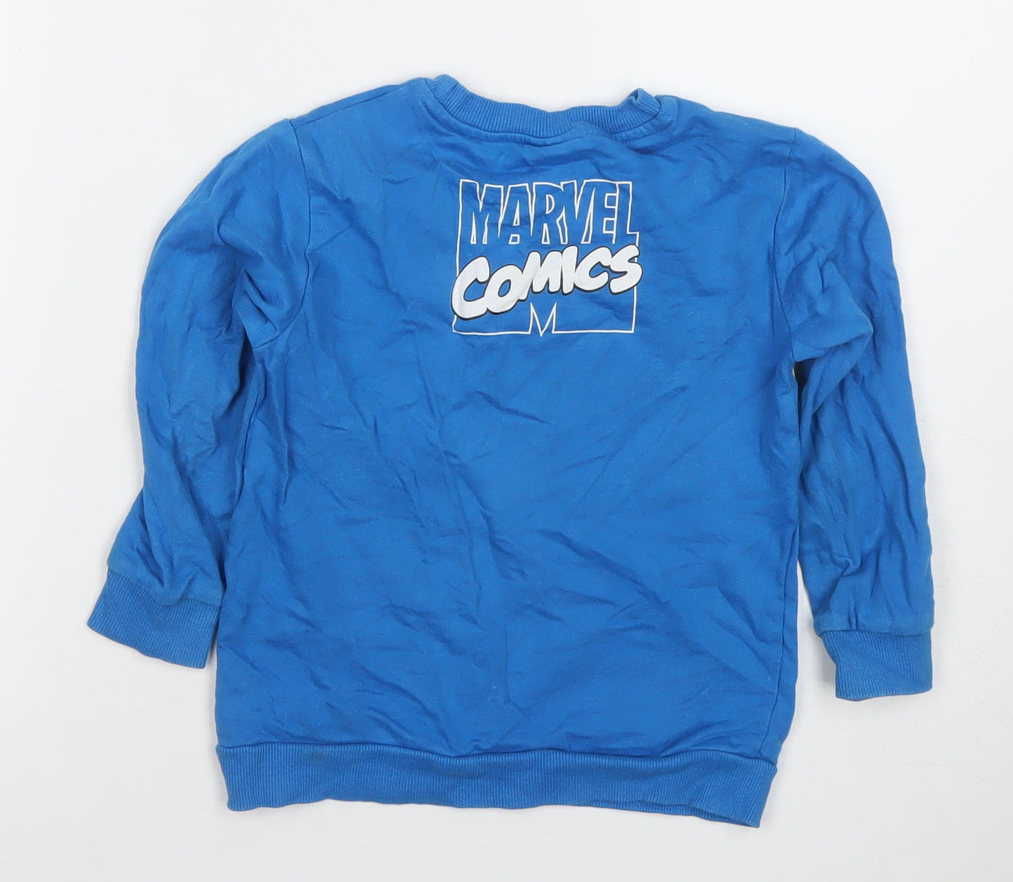 Dunnes Stores Boys Blue Marvel Comics Sweatshirt 5-6 Years Cotton Pullover