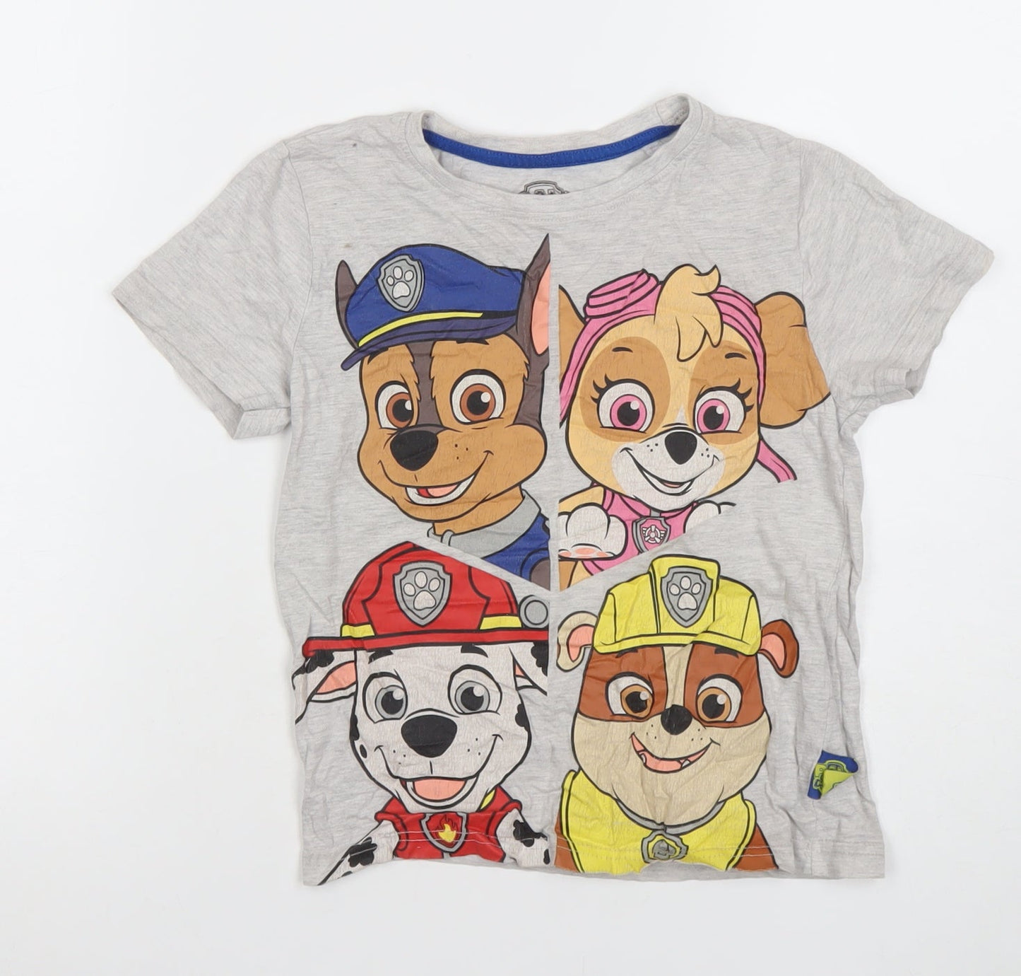 Paw Patrol Boys Grey Short Sleeve Graphic T-Shirt 6-7 Years Cotton Blend