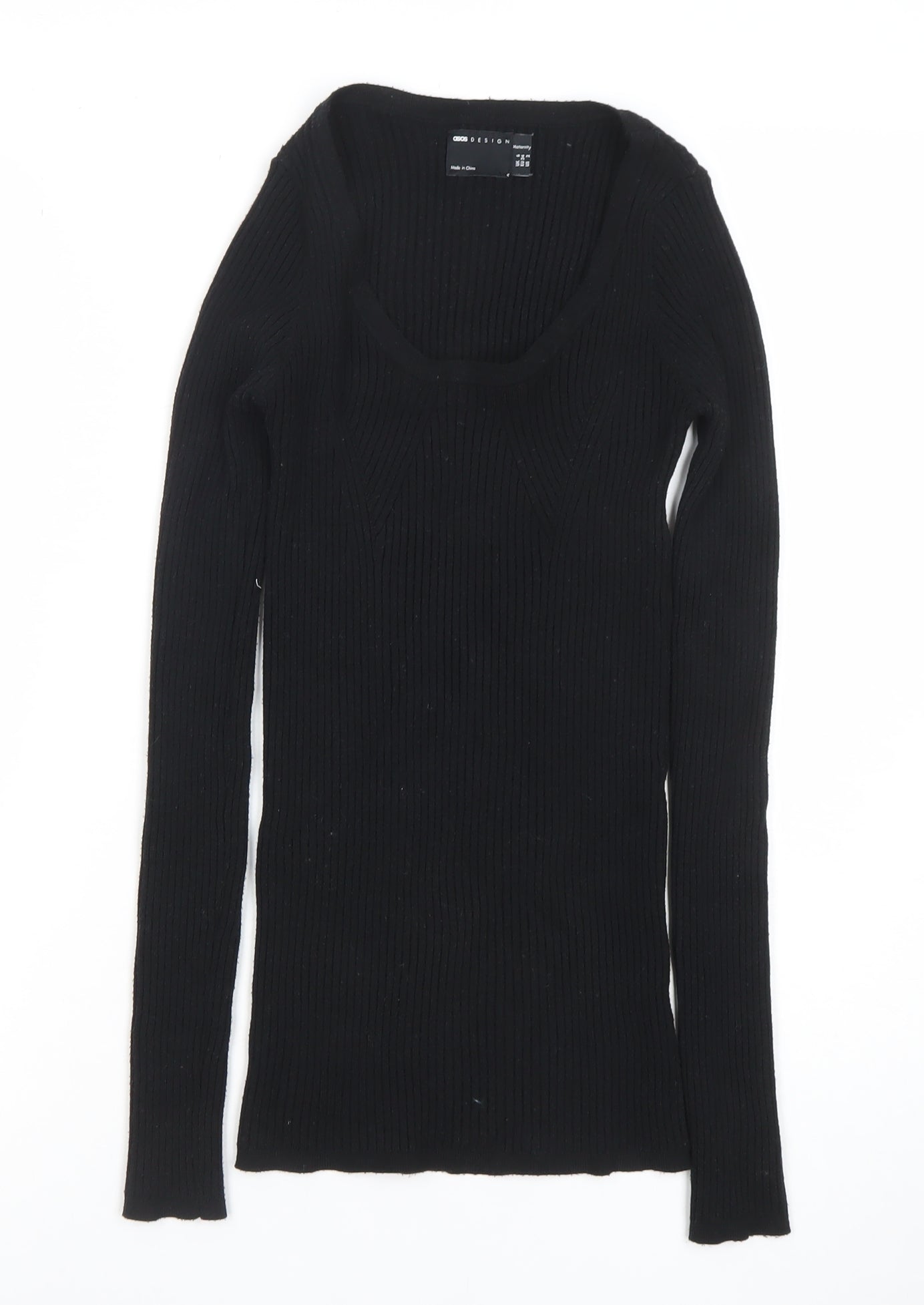 ASOS Women’s Black Slim Fit Long Sleeve Knit Top Size 6