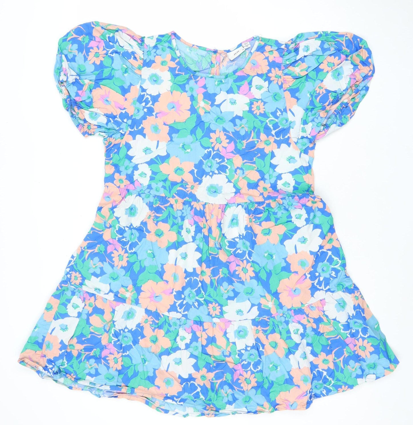 JDY Womens Multicoloured Floral A-Line Cotton Short Sleeve Dress XS