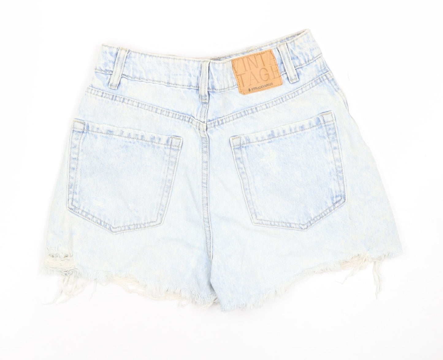 Stradivarius Womens Blue Size 6 High Rise Cut-Off Denim Shorts