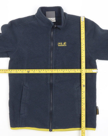 Back view of Jack Wolfskin boys’ blue full zip fleece jacket, size 12, years