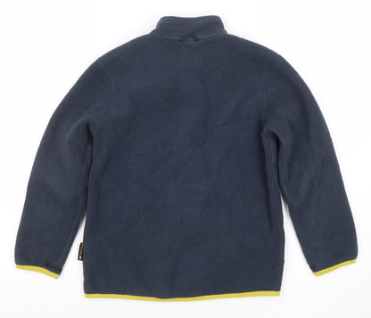 Close-up detail of Jack Wolfskin boys’ blue full zip fleece jacket, size 12, years