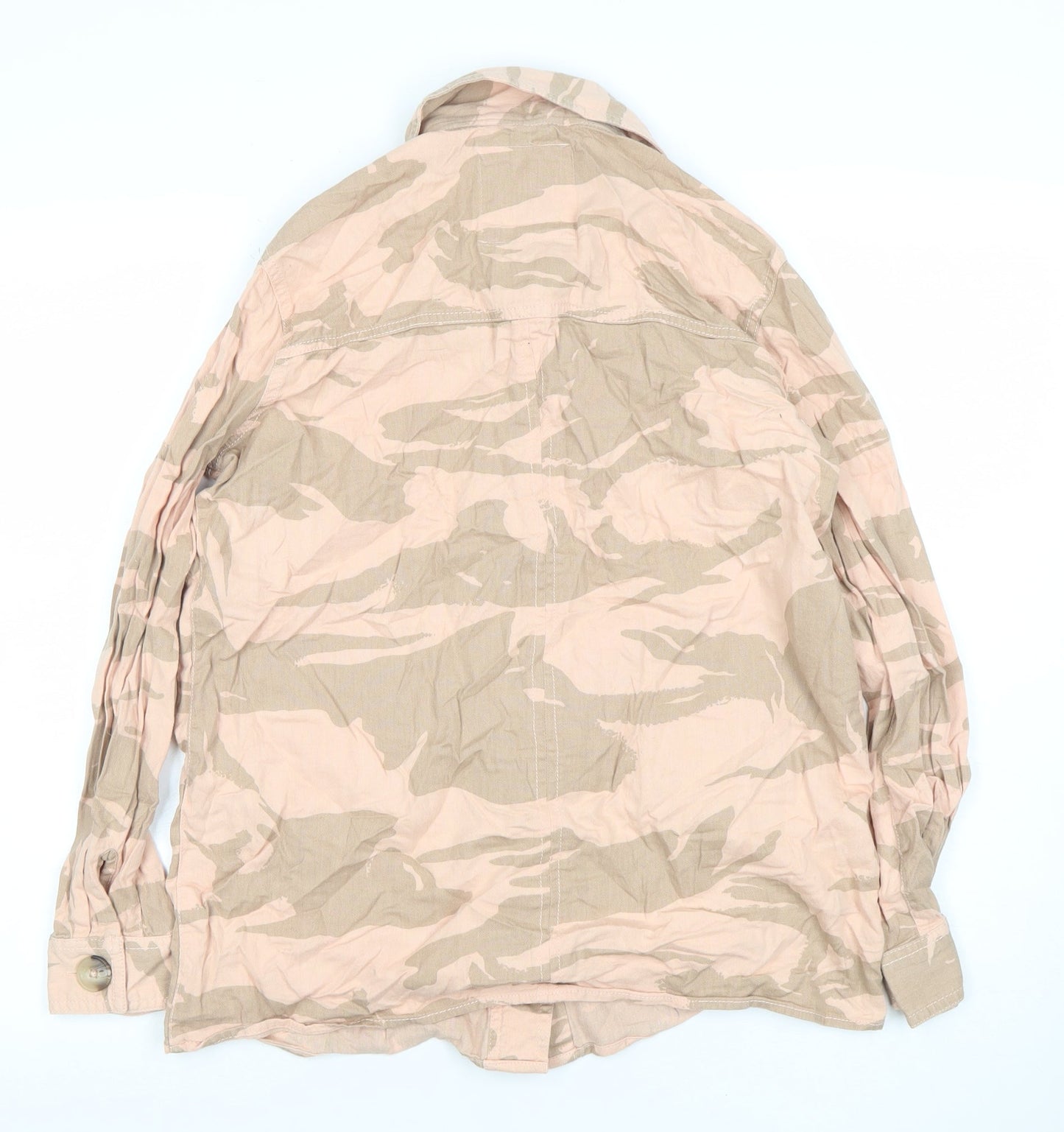 River Island Womens Beige Camo Military Jacket Size S Cotton Casual