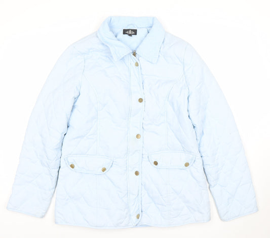 David Barry Women's Blue Quilted Mid-Length Jacket Size 14