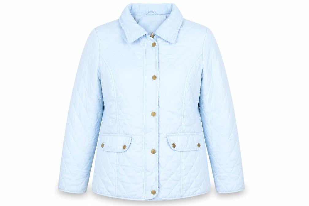 David Barry Women's Blue Quilted Mid-Length Jacket Size 14