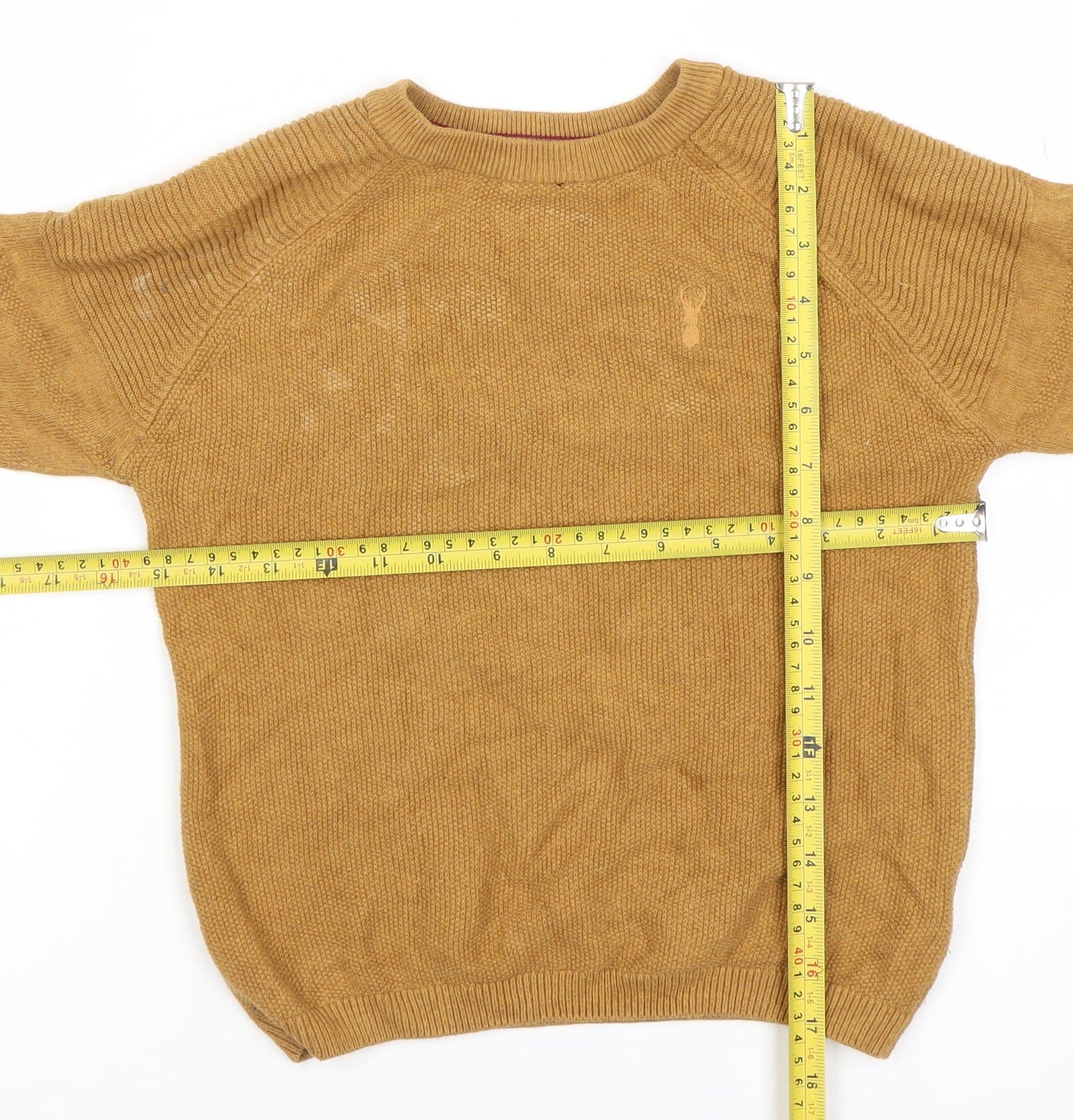 Next Boys Brown Cotton Crew Neck Jumper 7 Years Casual Knitwear