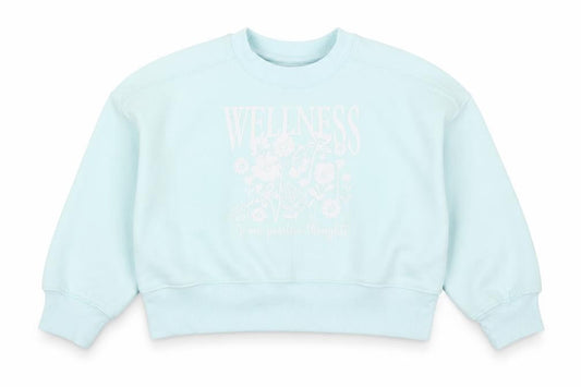 Dunnes Girls Blue Wellness Floral Graphic Pullover Sweatshirt 3-4 Years