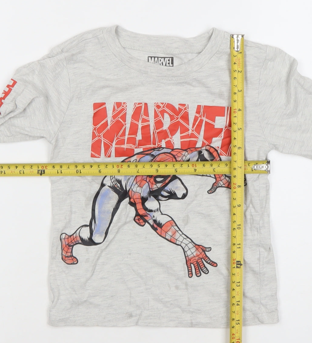 Marvel Boys Grey Spider-Man Long Sleeve T-Shirt 4 Years Cotton Blend