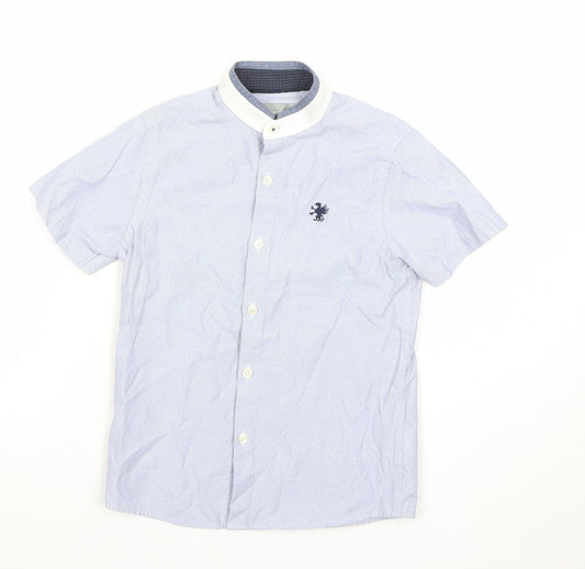 Next Boys Blue Short Sleeve Button-Up Shirt 6 Years Cotton Blend