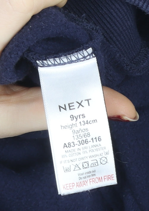 Next Girls Blue Star Embroidered Pullover Hoodie 9 Years Cotton Blend