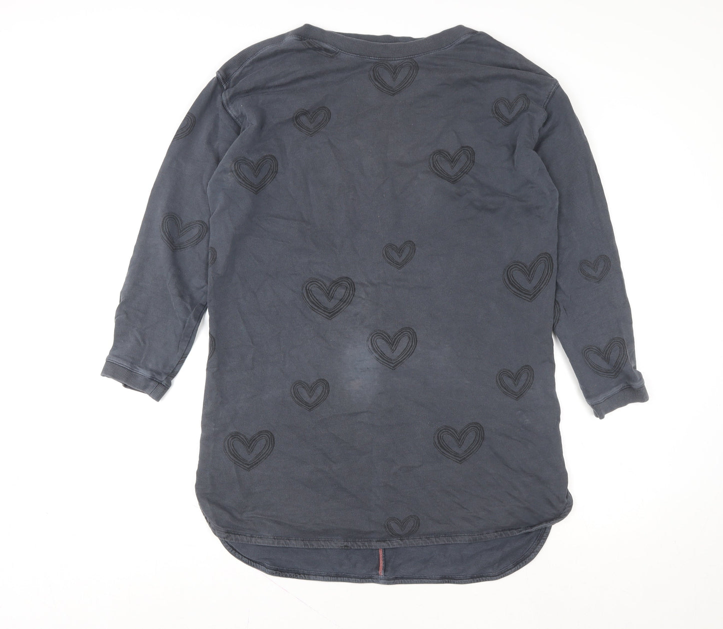 White Stuff Women Blue Heart Print Tunic Sweatshirt UK 12