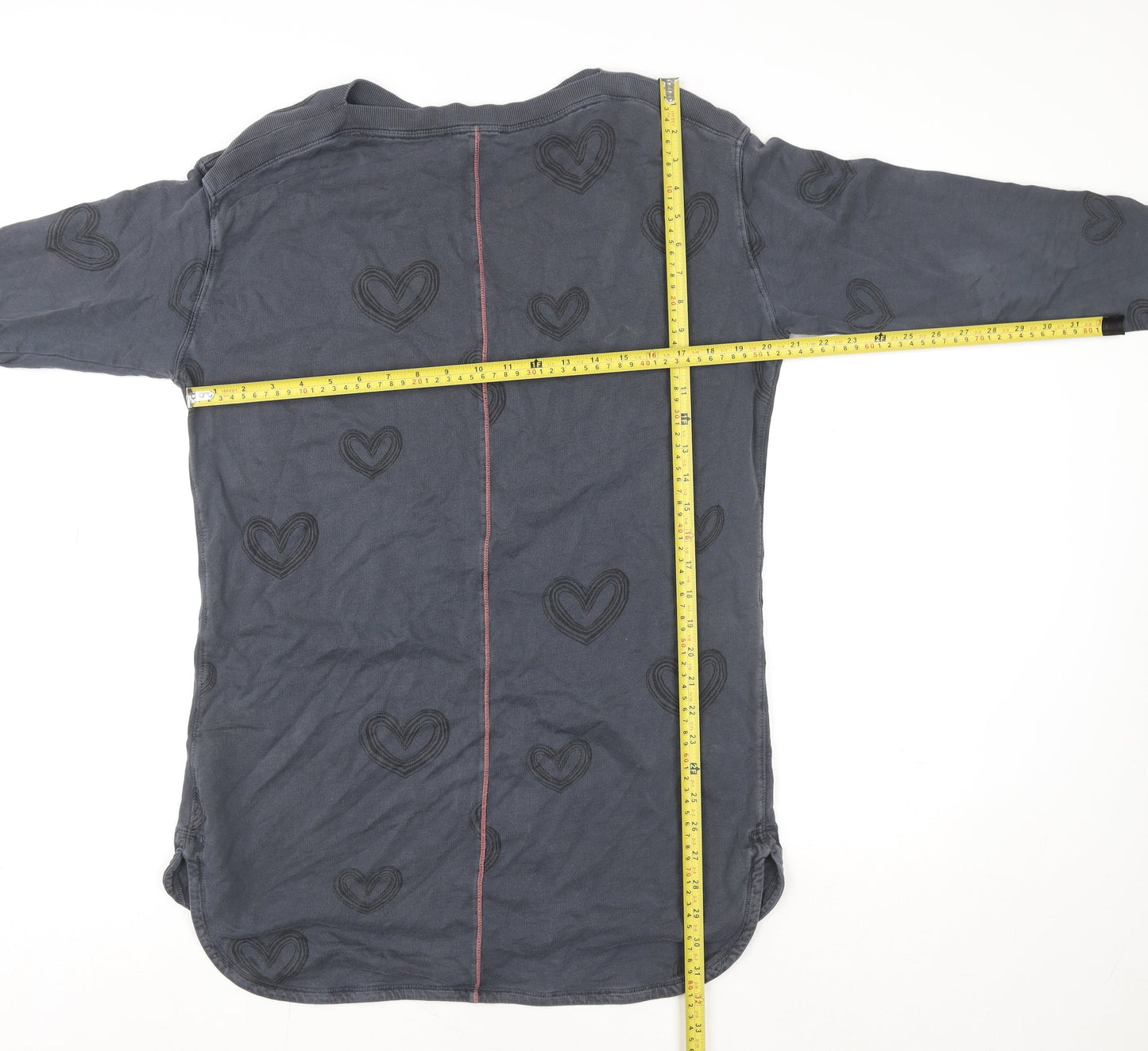 White Stuff Women Blue Heart Print Tunic Sweatshirt UK 12