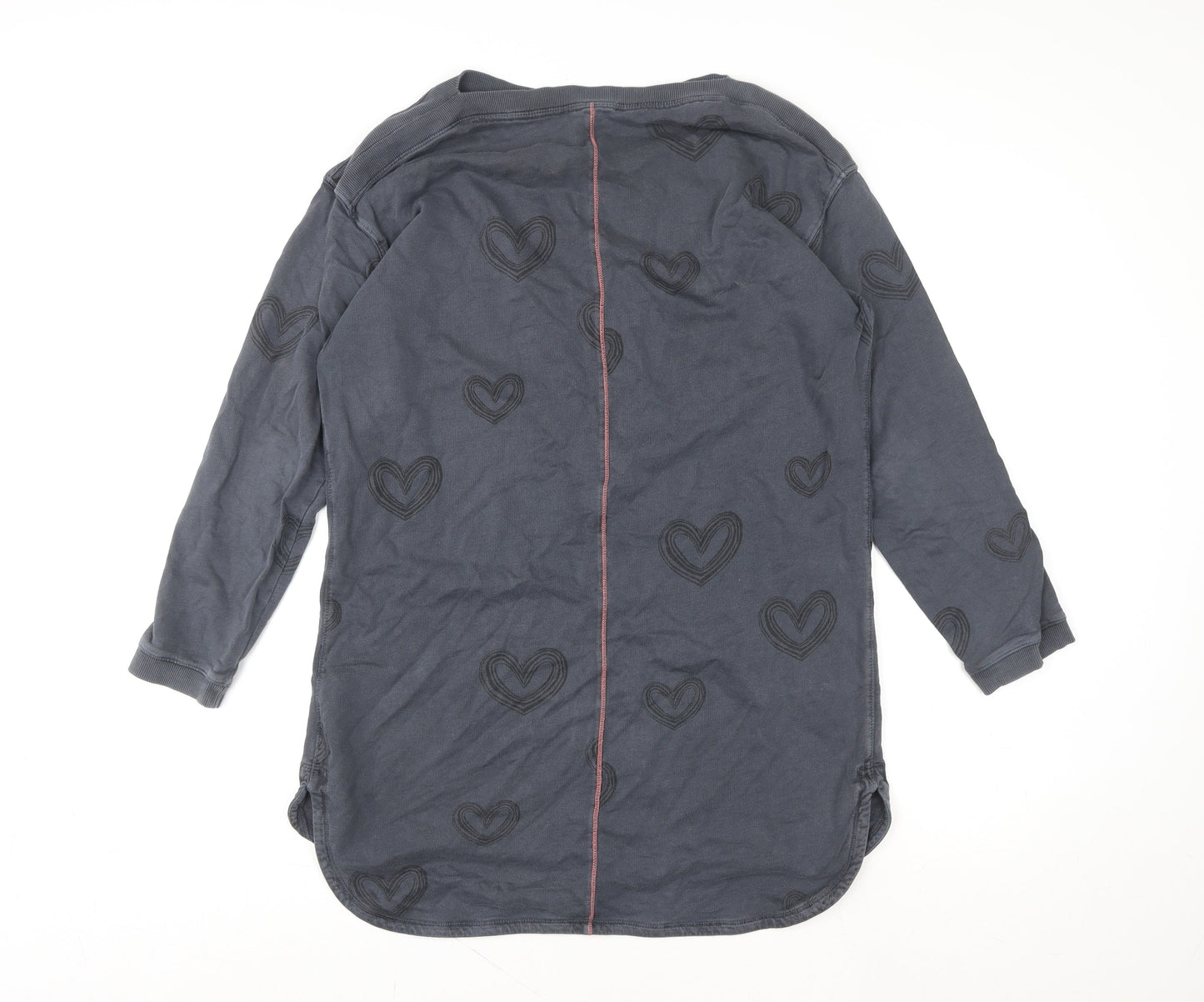White Stuff Women Blue Heart Print Tunic Sweatshirt UK 12