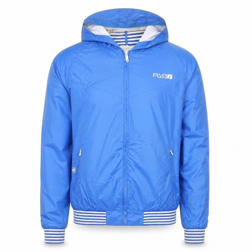 Fly53 Men's Blue Hooded Windbreaker Jacket Size L