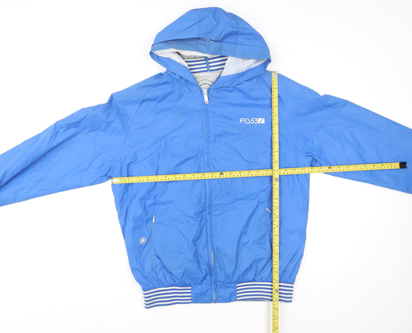 Fly53 Men's Blue Hooded Windbreaker Jacket Size L