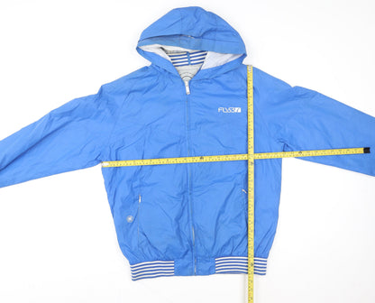 Fly53 Men's Blue Hooded Windbreaker Jacket Size L