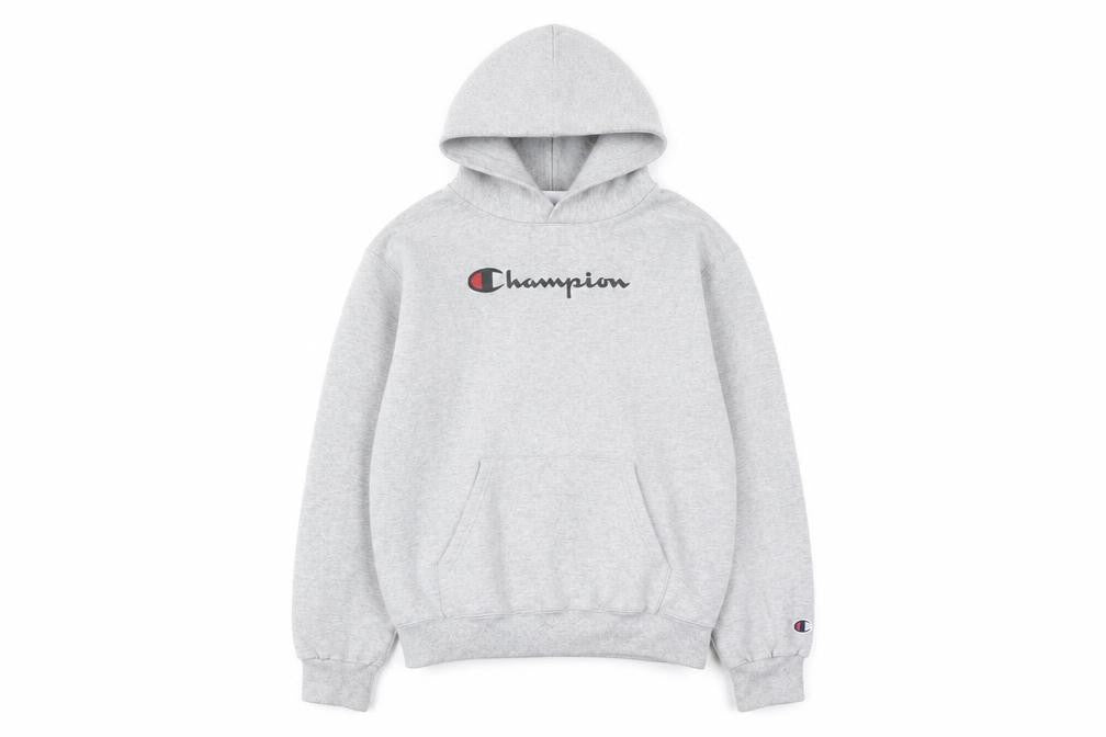 Champion Girls Grey Pullover Hoodie Medium Fleece Logo Sweatshirt