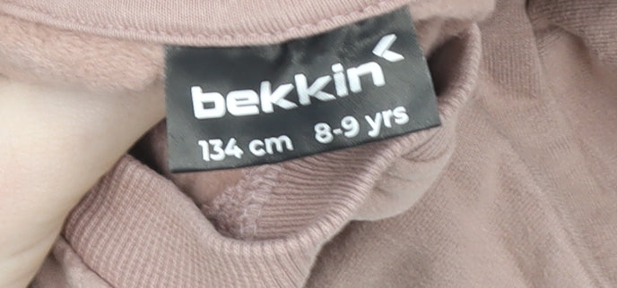 Bekkin Girls Brown Long Sleeve Pullover T-Shirt 8-9 Years Cotton Jersey