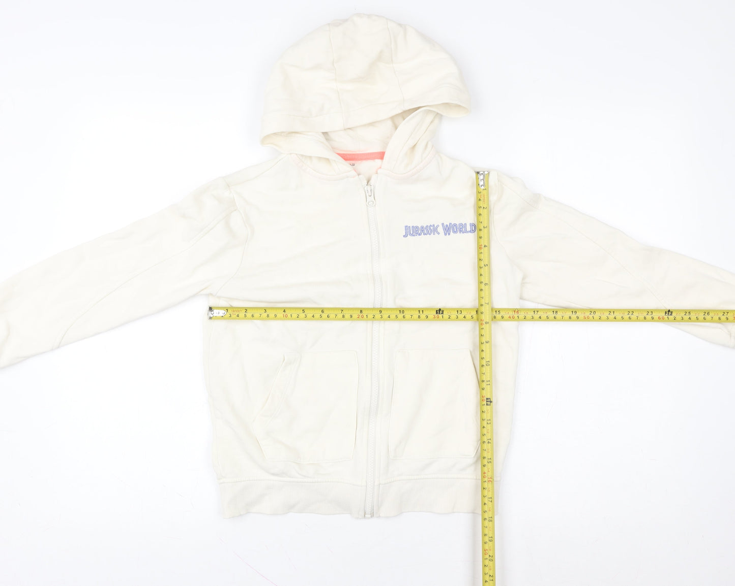 Marks and Spencer Girls Ivory Jurassic World Full Zip Hoodie 9-10 Years