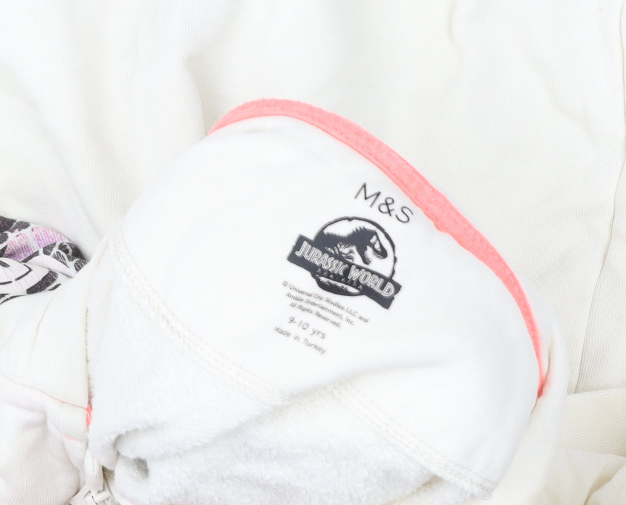 Marks and Spencer Girls Ivory Jurassic World Full Zip Hoodie 9-10 Years