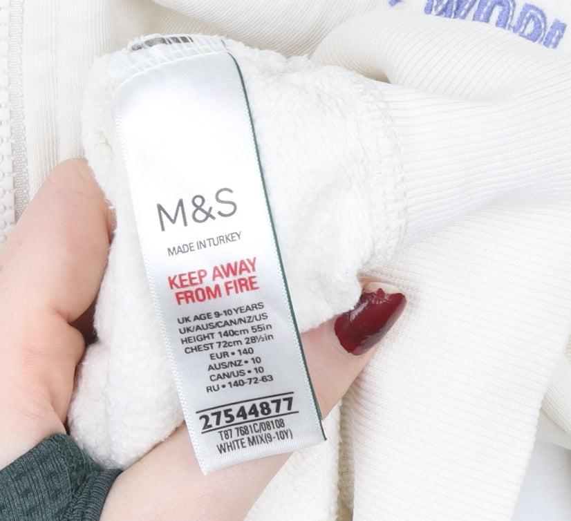 Marks and Spencer Girls Ivory Jurassic World Full Zip Hoodie 9-10 Years