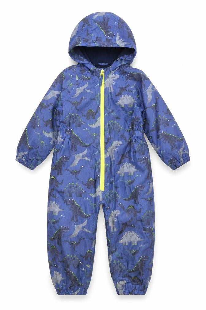 Bluezoo Boys Blue Dinosaur Waterproof Hooded Snowsuit 3 Years