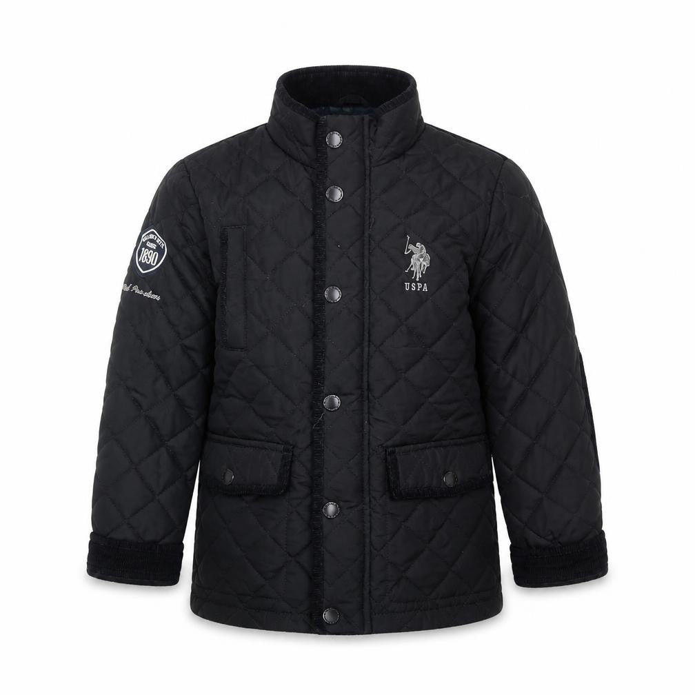 U.S. Polo Assn. Boys Black Quilted Mid-Length Jacket 6-7 Years